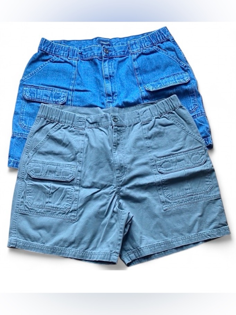 Croft & Barrow Men’s Cargo Shorts Size 40 Olive & Denim Blue 2 Pack Set